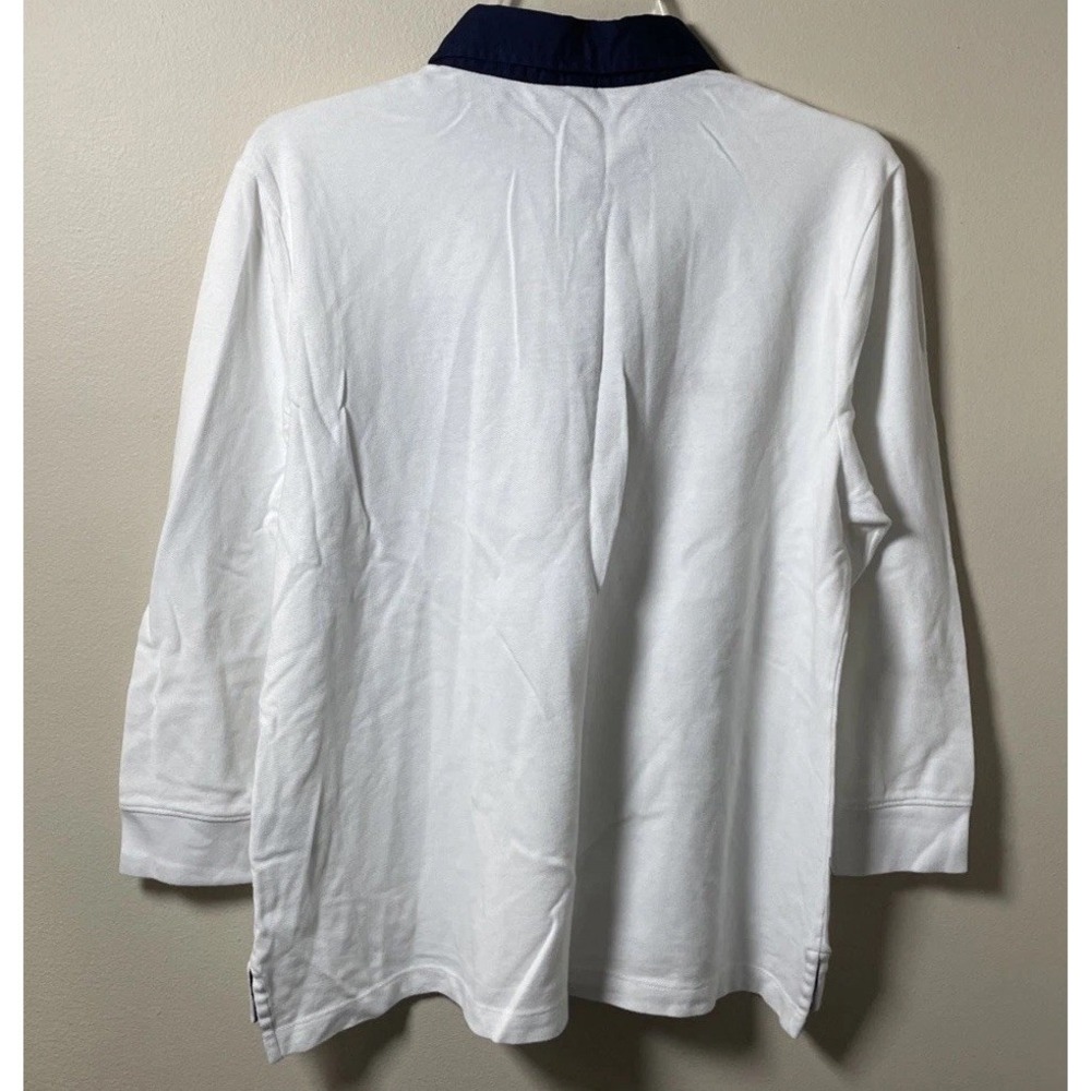 1990's RLR  White Rugby Top w/ Crest & White Collar Size Women Large long sleeve - Picture 2 of 8